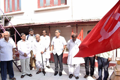 CPI (M) celebrated November Revolution Day at Dasarath Deb Bhavan in Agartala on November 7 by hoisting the party flag.